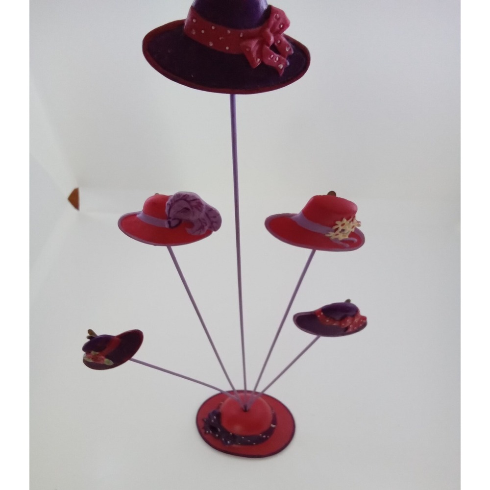 Vintage Red‎ Hat Society Inspired Miniature Hat Display Stand Resin Collectible - Picture 7 of 9
